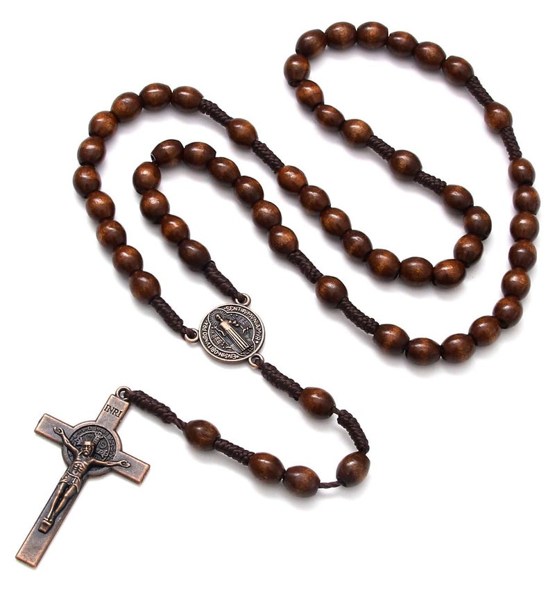 KOMI KOMI Handmade Wooden Catholic Rosaries, Rosary Beads Necklace From Bethlehem Olive Wood Christian Prayer Holy Soil Medal & Metal Cross For Catholic Or Christian Gift  - Image 1