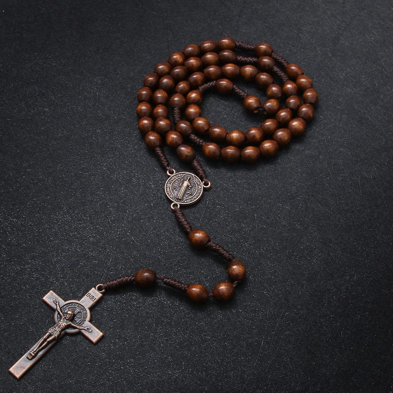 KOMI KOMI Handmade Wooden Catholic Rosaries, Rosary Beads Necklace From Bethlehem Olive Wood Christian Prayer Holy Soil Medal & Metal Cross For Catholic Or Christian Gift  - Image 5