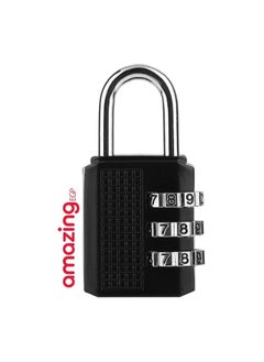 amazing.EGP THE PACK | Luggage Code Lock Padlock Mini Anti-Theft Lock Zinc Alloy Security 3 Combination Multifunctional Code Lock Travel Suitcase Luggage Wardrobe Padlock (Black)  - Image 3