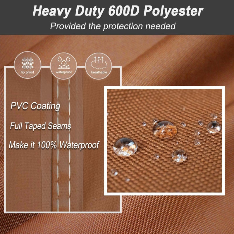 NettyPro Patio Sofa Bench Cover, Waterproof 600D Heavy Duty Outdoor Furniture 3 Seater Couch Cover, 79" Wx 38" Dx 35" H, Brown - Image 2