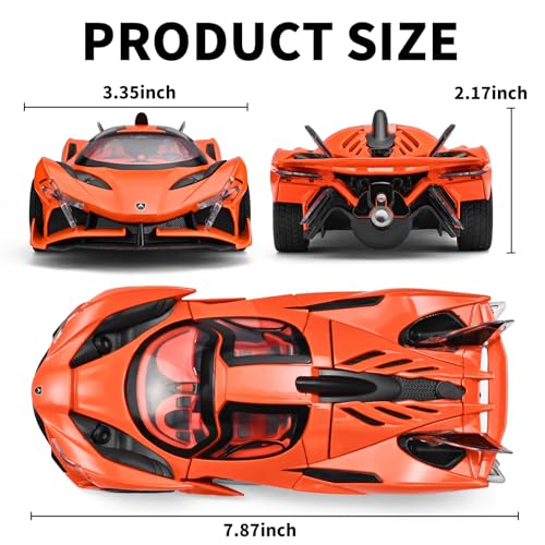 RZAPE Spray Project EVO Toy Cars 124 Diecast Cars Metal Car Carros De ColeccionModel Car Kits for Adults and BoysPull Back Car with Lights and SoundsSpray Toy Cars for Boys Age 312Orange - Image 5