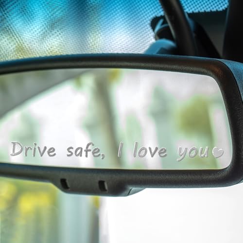 Zyeco 3PCS car Stickers，I Love You Drive Safe Mirror Sticker, Metal Rear View Mirror Accessories, Car Decals for Women, Drive Safe i Love You Sticker for Car Windows & Rearview(Silver) - Image 2