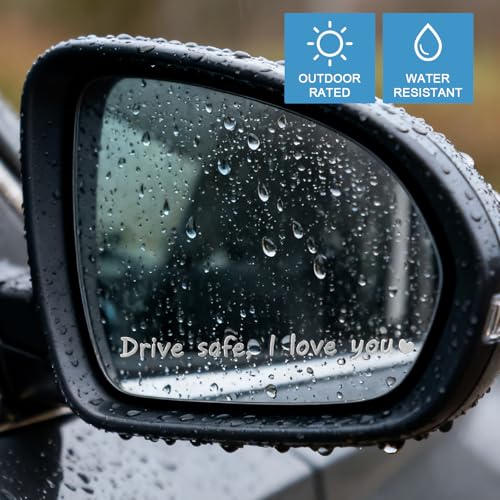Zyeco 3PCS car Stickers，I Love You Drive Safe Mirror Sticker, Metal Rear View Mirror Accessories, Car Decals for Women, Drive Safe i Love You Sticker for Car Windows & Rearview(Silver) - Image 5
