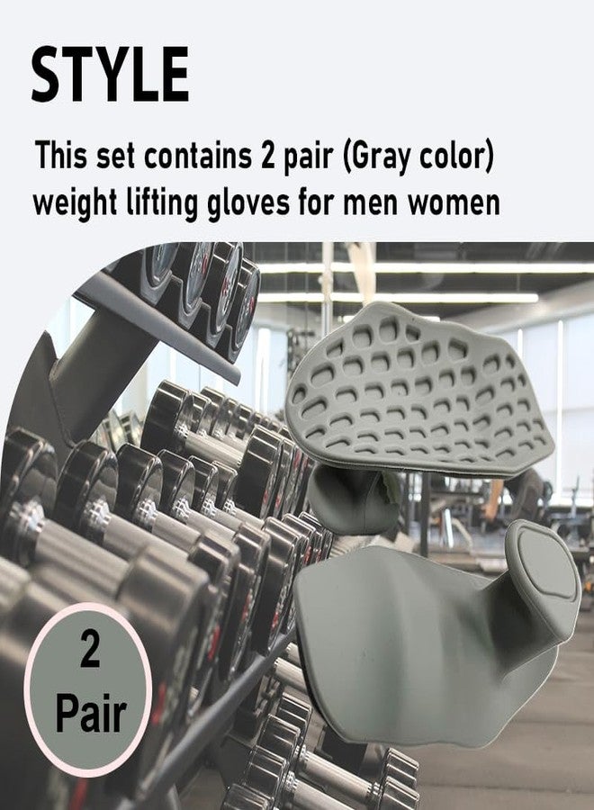 Artgol 2 Pair (Gray Color) Weight Lifting Gloves for Men Women: Rubber Fingerless Anti-Slip Workout Grips for Gym Training and Exercise - Image 2