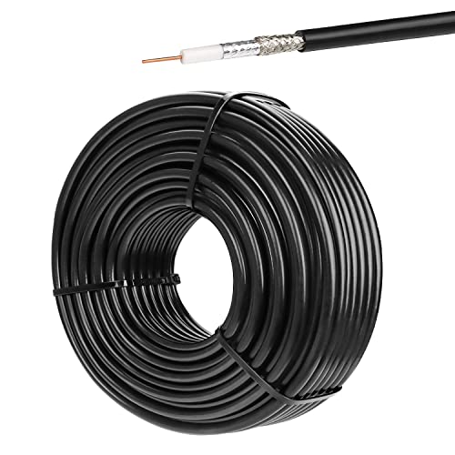 XRDS -RF RG6 Dual Shield Cable 100FT, 18 AWG 75 Ohm Bare Copper Conductor RG6 Coaxial Cable (100 feet, Black) - Image 1