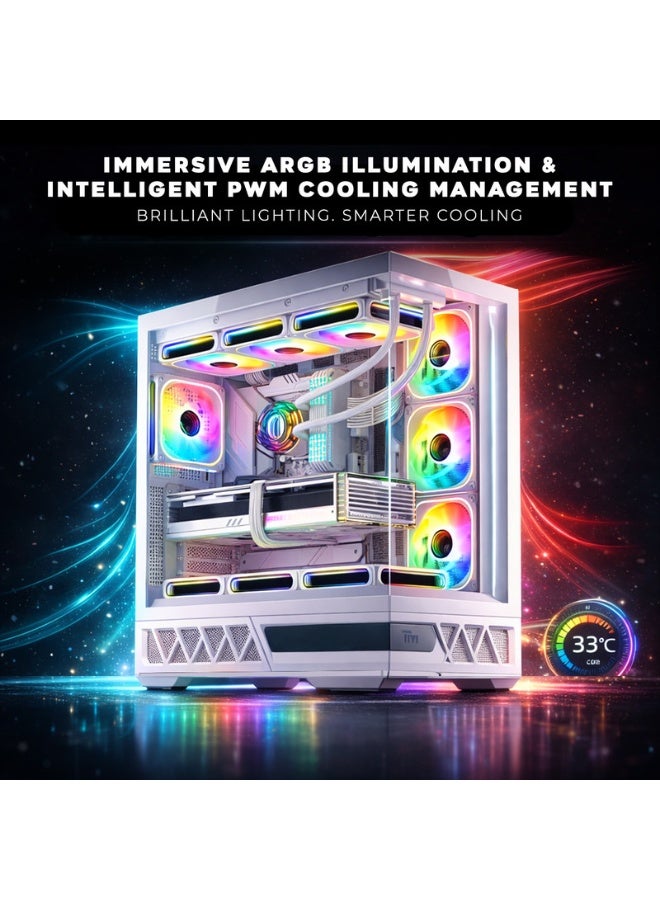 TWISTED MINDS Gaming Case, DOMINATOR Mid Tower PC Case, Tempered Glass Side Panel, ATX / M-ATX / Mini-ITX Support, High Airflow Design | TM-DOMINATOR-W white - Image 3