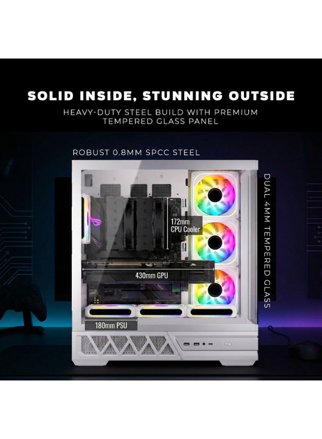 TWISTED MINDS Gaming Case, DOMINATOR Mid Tower PC Case, Tempered Glass Side Panel, ATX / M-ATX / Mini-ITX Support, High Airflow Design | TM-DOMINATOR-W white - Image 4