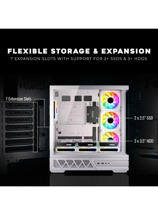 TWISTED MINDS Gaming Case, DOMINATOR Mid Tower PC Case, Tempered Glass Side Panel, ATX / M-ATX / Mini-ITX Support, High Airflow Design | TM-DOMINATOR-W white - Image 5