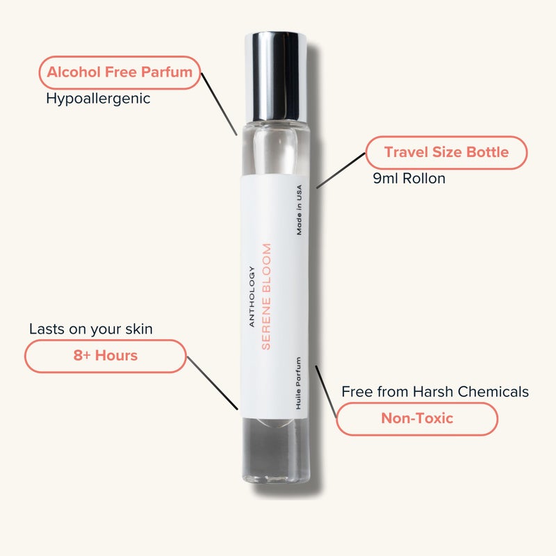 Anthology Serene Bloom Roll on Perfume Oil for Women 0.3oz 9 ML | Citrus, Vanilla, Pink Pepper, Jasmine & Iris Notes | Travel size Rollerball - Image 2