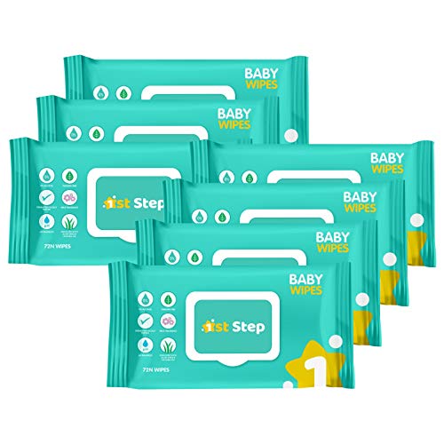 1st Step Baby Wet Wipes with Lid Enriched and Aloe-Vera and Jojoba Oil (72 Wipes/Pack x 7Packs = 504 Wipes) - Image 1