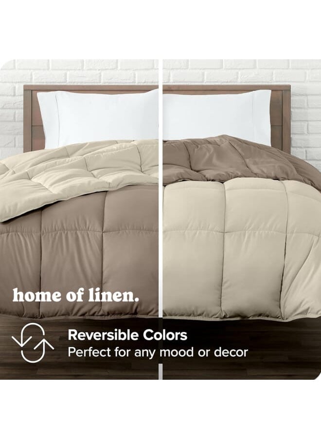 Home of linens 3Pcs Reversible Heavy Comforter Set - 2.8Kgs - Down Alternative Filling - (For Matress 100cm/120cm) - Size (180cm x 240cm) + 2 Pillow Case Covers (50cm x 70cm) - Pastel x Cream  - Image 3