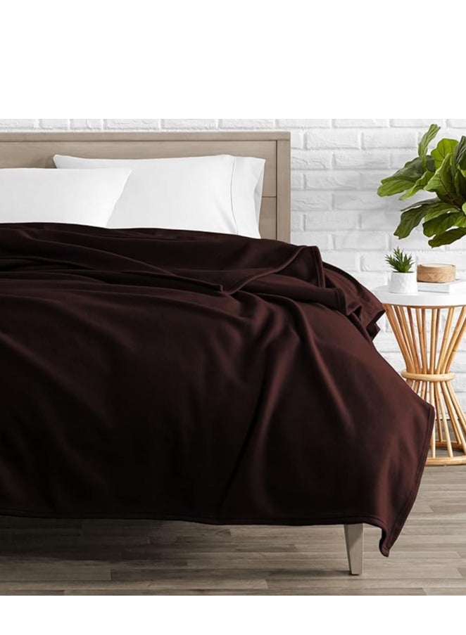 BSB BSB HOME® 220 GSM Premium Plush Single Blanket for Bed, Sofa, Couch, Travel and Camping AC Blanket | 150 x 220 CM | Brown | SOLID POLO BLANKET  - Image 1
