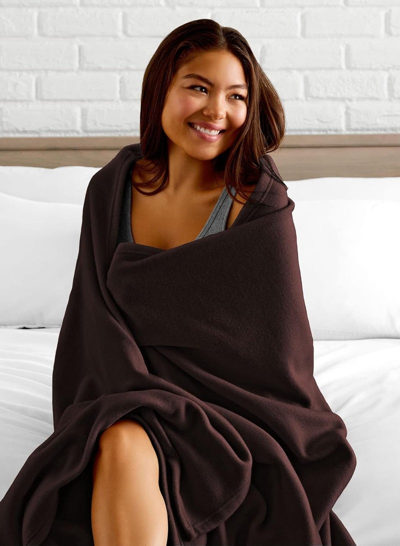 BSB BSB HOME® 220 GSM Premium Plush Single Blanket for Bed, Sofa, Couch, Travel and Camping AC Blanket | 150 x 220 CM | Brown | SOLID POLO BLANKET  - Image 2