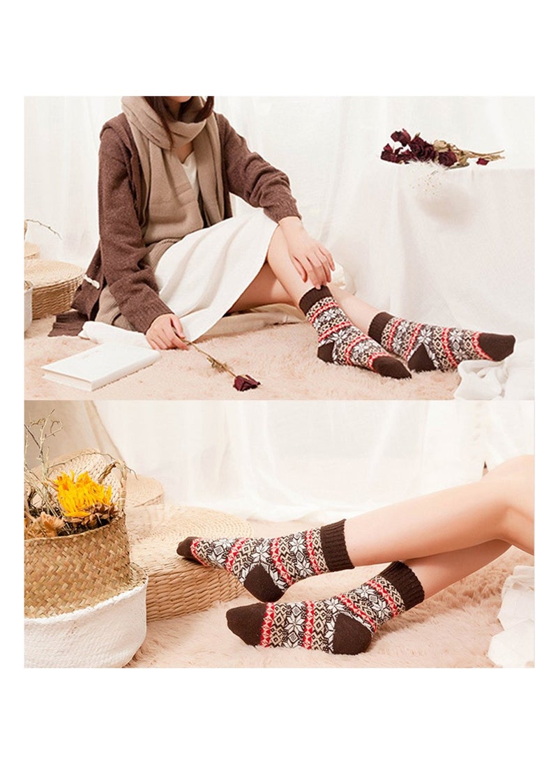 KASTWAVE 5 Pairs Wool Socks for Women Gifts Winter Warm Thick Knit Cabin Cozy Crew Socks - Image 2