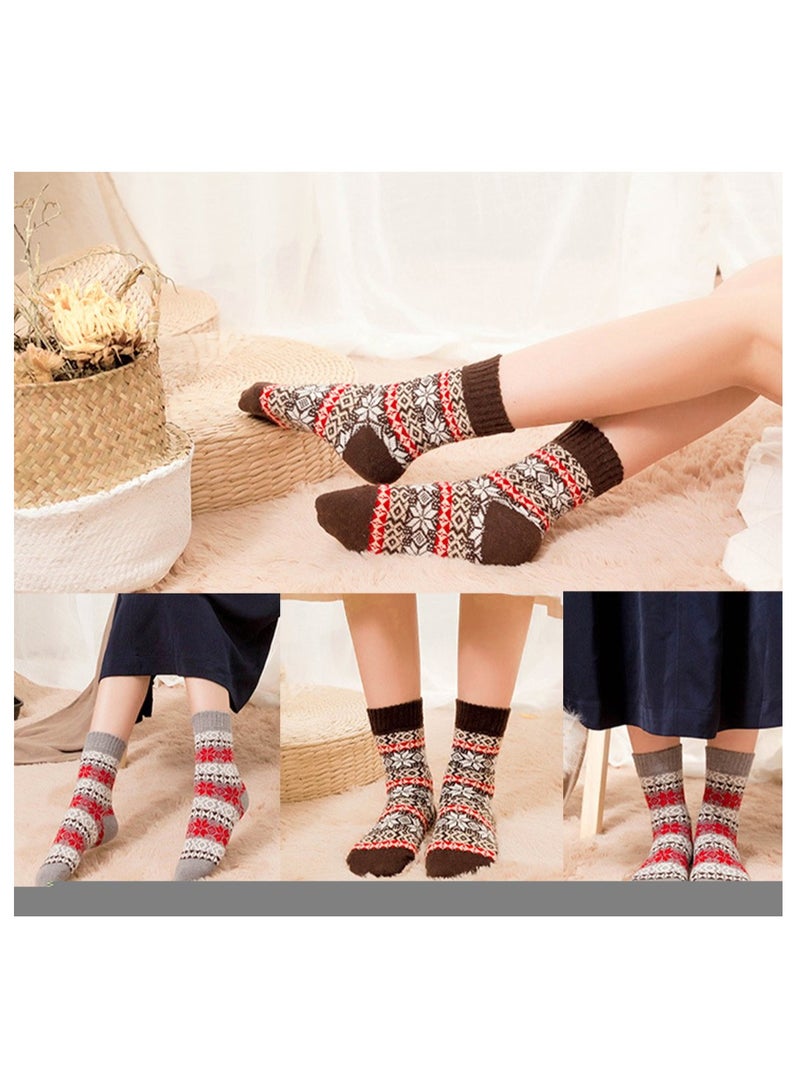 KASTWAVE 5 Pairs Wool Socks for Women Gifts Winter Warm Thick Knit Cabin Cozy Crew Socks - Image 5