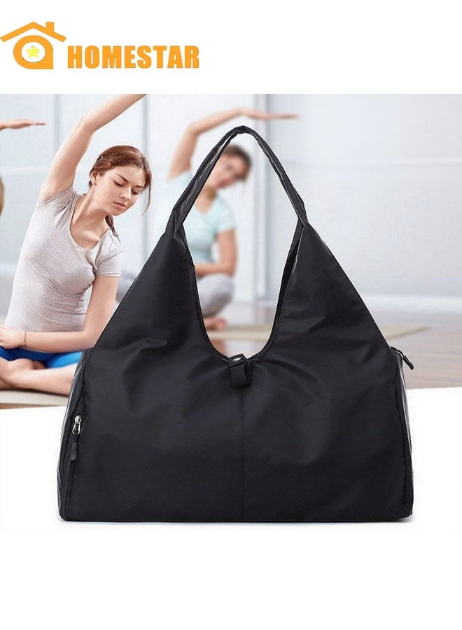 هومستر حقيبة اليوغا، ناقلات الحصيرة، حقيبة بيلاتس كبيرة، حقيبة صالة رياضية مع أحزمة قابلة للتعديل وتناسب معظم حجم الحصيرة، أسود - Image 1