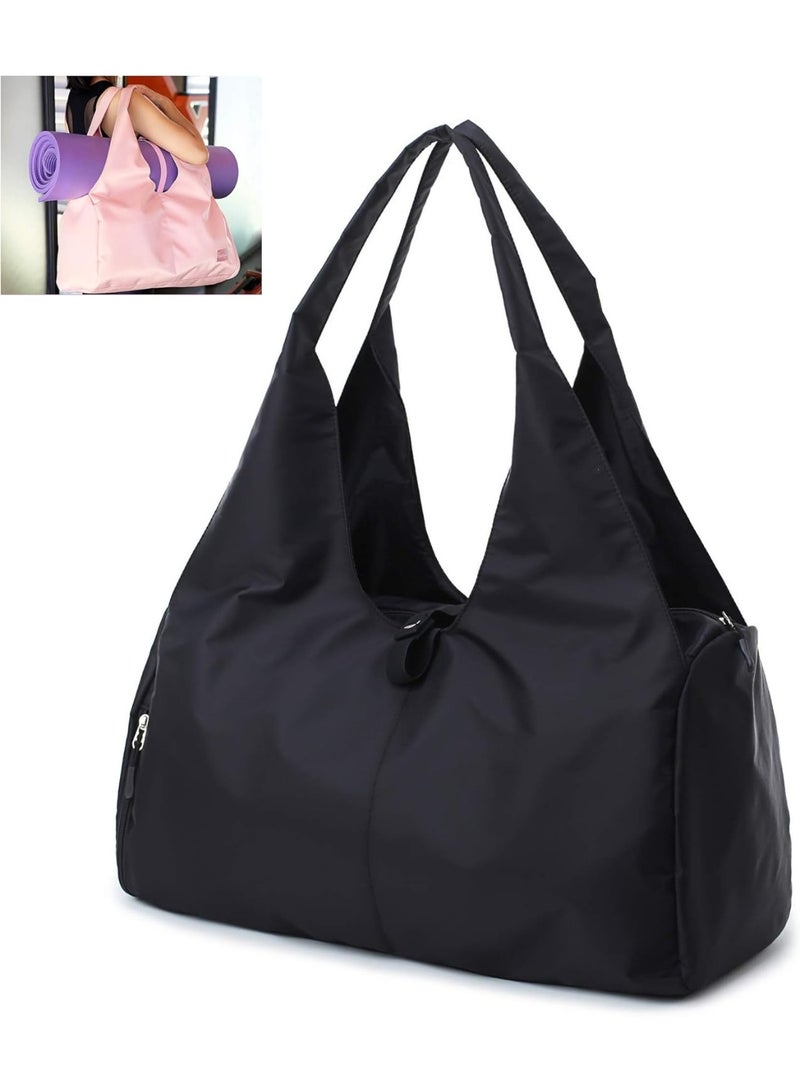 هومستر حقيبة اليوغا، ناقلات الحصيرة، حقيبة بيلاتس كبيرة، حقيبة صالة رياضية مع أحزمة قابلة للتعديل وتناسب معظم حجم الحصيرة، أسود - Image 2