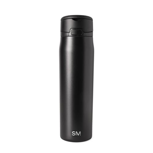 Simple Modern Mesa Loop Water Bottle with Covered Straw and Handle 24oz Cup Holder Friendly Insulated Stainless Steel Bottles for Travel Sports and School Midnight Black - Image 1