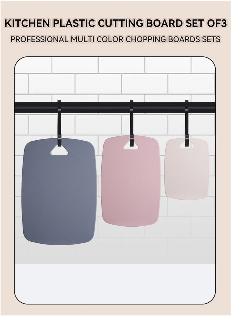 3 Pcs Many Sizes Cutting Boards Kitchen Plastic Chopping Board with Easy Grip Handle Thick Chopping Boards for Meat, Veggies, Fruits - Image 4