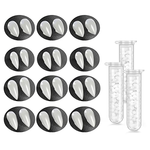 Tavery 12 Pairs Vampire Teeth for Cosplay4 Size Fake Fangs with 3 Tube Solid Adhesive for Halloween Props Anime Party Dress Up Costume Masquerade Accessory Gift for Christmas Party - Image 1
