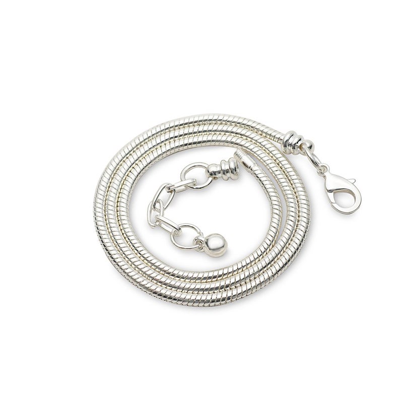RUBYCA 10pcs 45cm White Silver Plated Snake Chain Necklace European Charm Beads Lobster Clasp Jewelry - Image 3