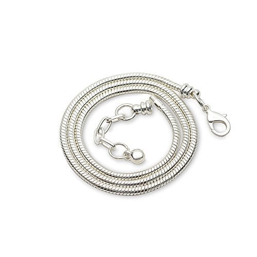 RUBYCA 10pcs 45cm White Silver Plated Snake Chain Necklace European Charm Beads Lobster Clasp Jewelry - Image 1