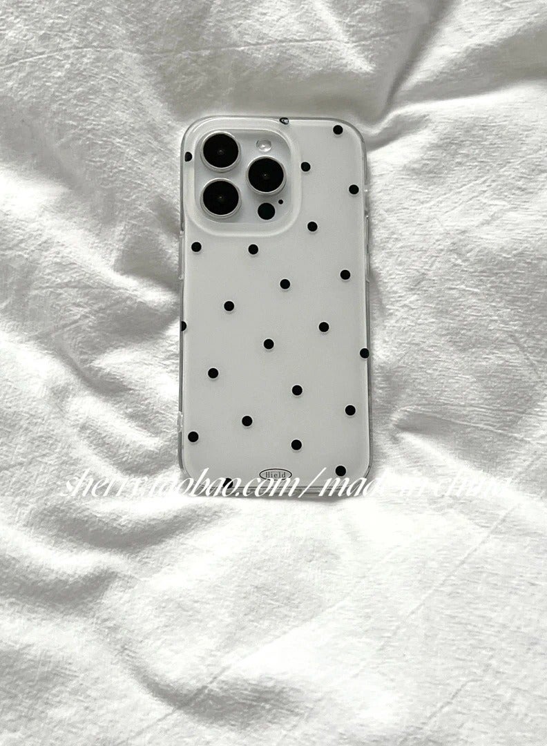NIBEMINENT Minimal Black Polka Dots Protective TPU Case Cover For iPhone 17