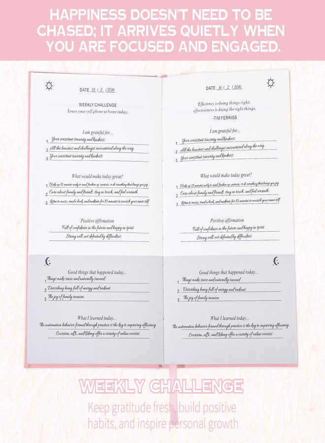 Thboxes Daily Gratitude Journal for Women, 8.4 X 5.7 Inch Undated, 5 Minute Journal for Happiness, Mindfulness, Reflection, Daily Affirmations, Light Pink - Image 4