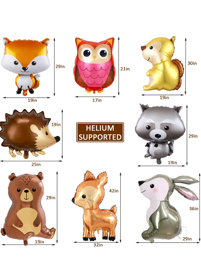 9Pcs Woodland Animal Balloons,Jungle Safari Animal Balloons for Birthday Party Decorations Rabbit,Bear,Fox,Owl,Squirrel Baby Shower Forest Animals Mylar Foil Helium Balloon - Image 2
