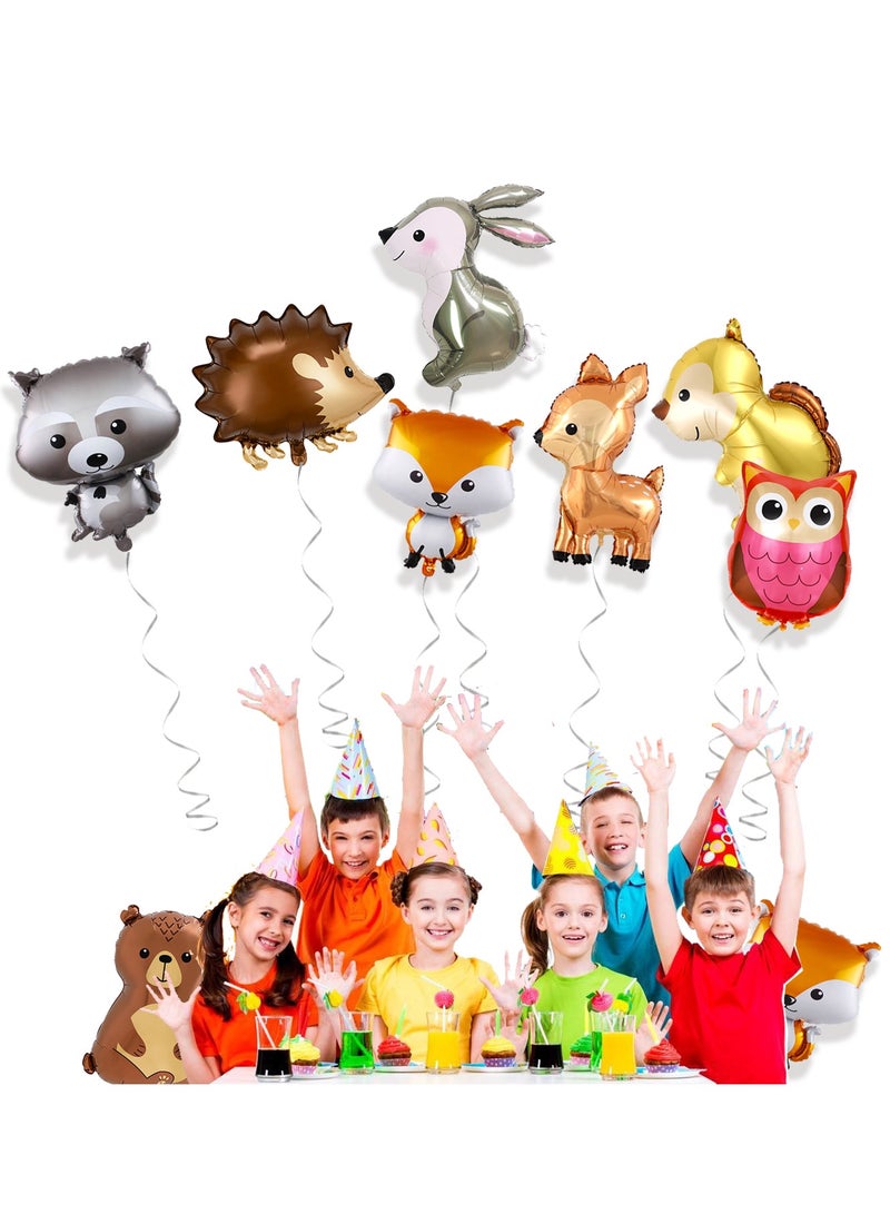 9Pcs Woodland Animal Balloons,Jungle Safari Animal Balloons for Birthday Party Decorations Rabbit,Bear,Fox,Owl,Squirrel Baby Shower Forest Animals Mylar Foil Helium Balloon - Image 3