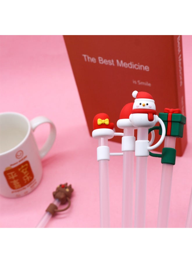 Straw Cap Soft Glue 8-10mm Straw Sleeve Cute Cartoon Party Straw Decorative Cap Dust Cover Cross Border-Color:Small Gloves 10mm-Specifications:Bag Does Not Include Straw  - Image 3