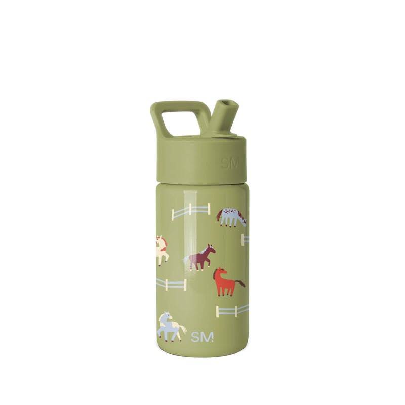 Simple Modern Kids Water Bottle with Straw Lid 14oz Insulated Stainless Steel Kids Tumbler Spill Proof Toddler Cup for School Girls Boys Summit Horse Field - Image 2