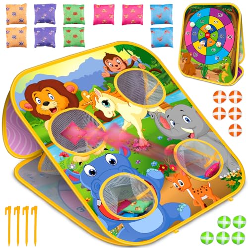 HelloJoy Bean Bag Toss Game for Kids Cornhole Board Outdoor Toys for Toddlers Party Activities Carnival Outside Yard Backyard Beach Lawn Games Toy for Kid Boys Girls Age 3 4 5 6 7 8 Year Old Birthday Gifts - Image 1