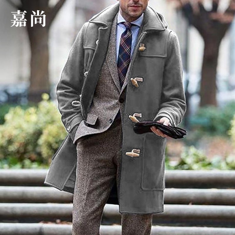 New Middle-Aged Men's Trendyy Mid-Length Lapel Men's Outwear Jacket