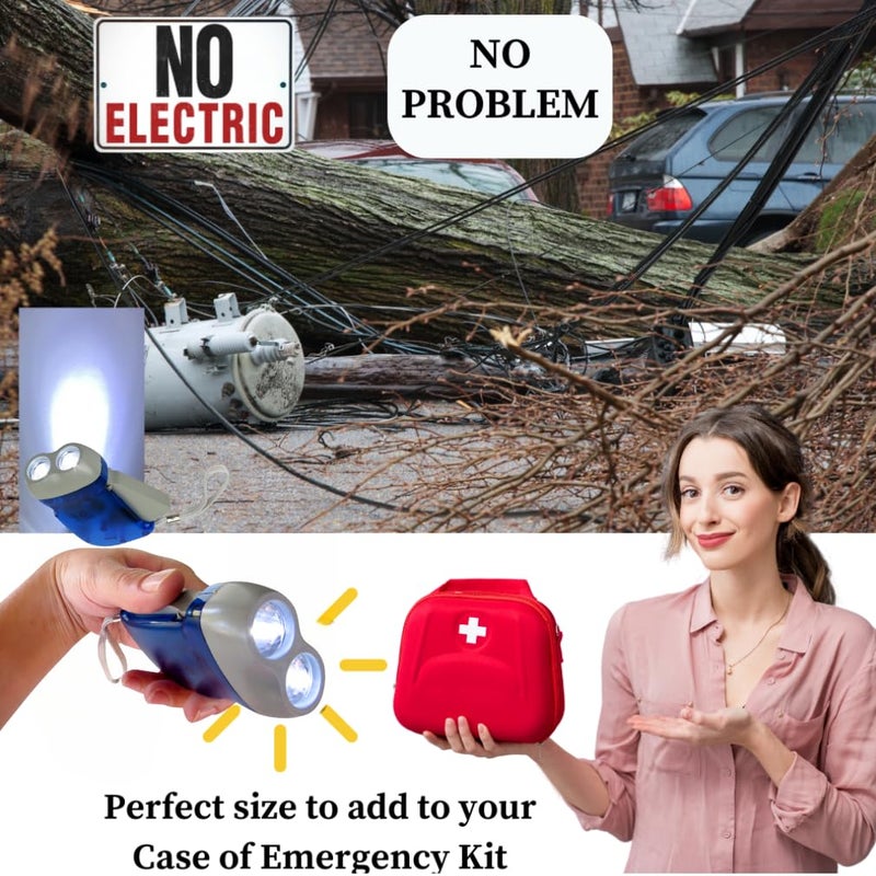 Evelots Hand Crank Emergency Flashlights -4 Pack- Camping, Home, Car - Double LED Bright Lights - Great for Hiking, Outdoor Sports, Power Outage Easy to Use - Image 5