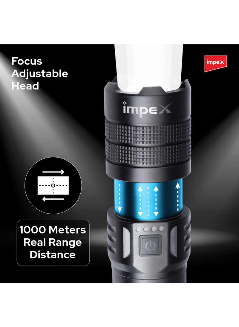 Rechargeable Flashlight,20W Laser LED Torch 1000 Lumens, Aircraft Non-Corrosive Aluminum Body, Adjustable Focus,6600mAh Battery, Type-C Charging Port,2 Years Warranty-Hunter Z4
