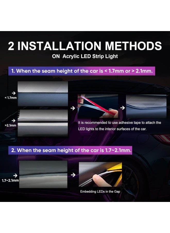 Acrylic Car LED Interior Lights, 110cm 146 LEDs RGB Ambient Lighting Car Lights Interior with 16 Million Colors, APP & Remote Control Ca.r Accessories for Men, Women Gifts - Image 2