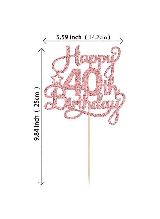 New Year Cake - Birthday Cake Decoration - Rose Gold, Cake Decoration, Age 40 - Party Supplies, Baking Decoration, Gift - Image 1