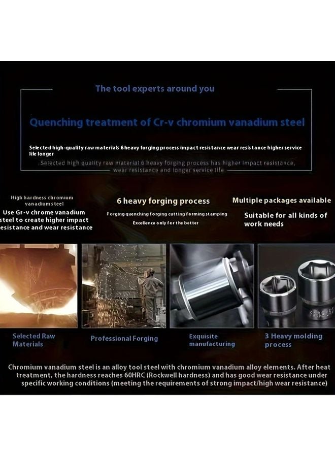 53 قطعة مجموعة أدوات إصلاح السيارات المحمولة والمتينة بمفتاح راتشيت - Image 5