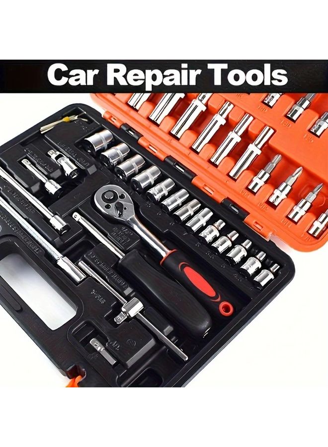 53 قطعة مجموعة أدوات إصلاح السيارات المحمولة والمتينة بمفتاح راتشيت - Image 4