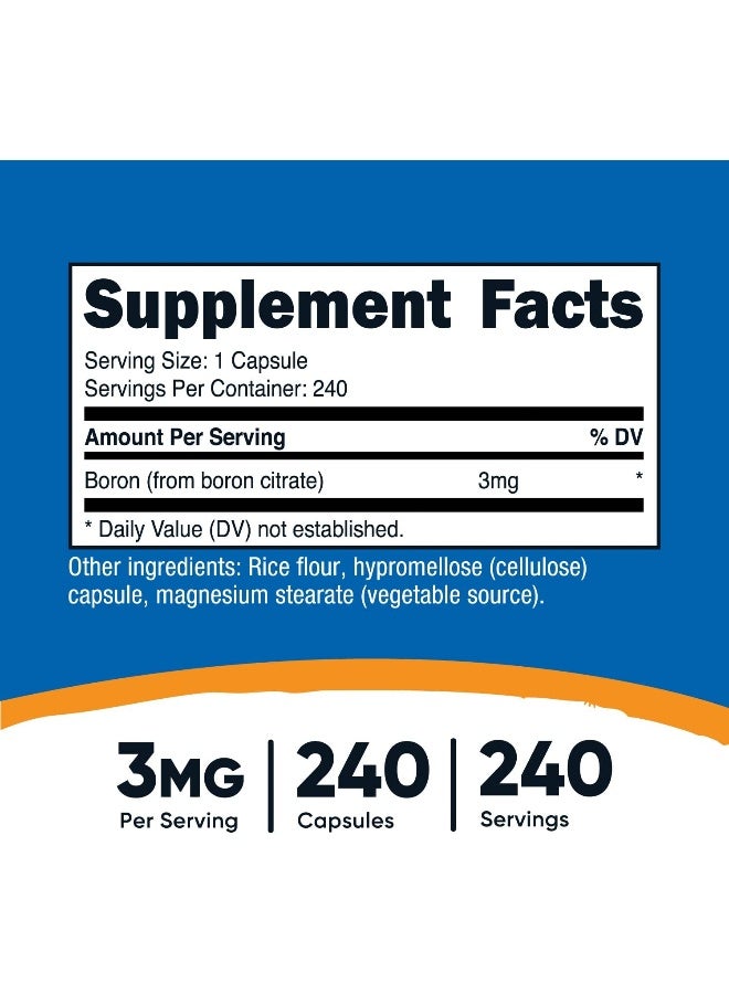 مكمل غذائي بورون 3 ملغ، 240 كبسولة نباتية، خالية من الغلوتين، نونغمو - Image 2