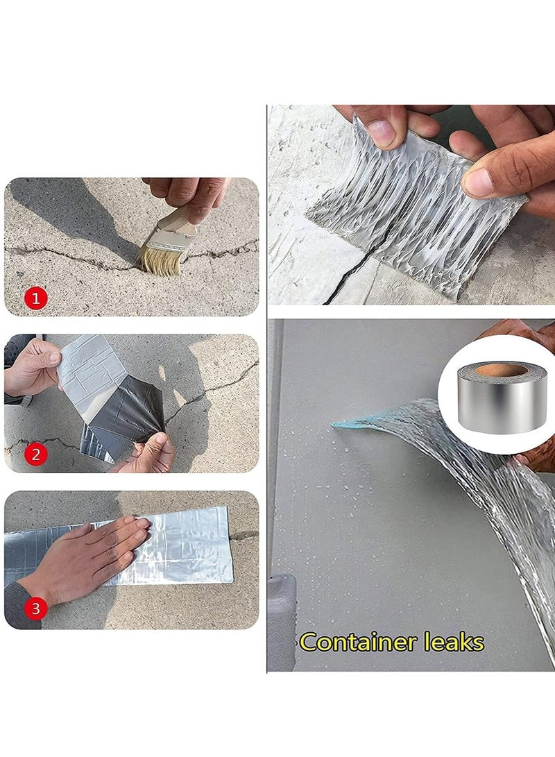 MJZ 1 Roll Leakage Repair Tape for Pipe Leakage Roof Water Tape Leakage Solution Aluminium Foil Tape Waterproof Adhesive Tape Sealing Butyl Rubber Tape Surface Crack, Pipe Rupture Waterproof Tape (5cmx5m) - Image 3