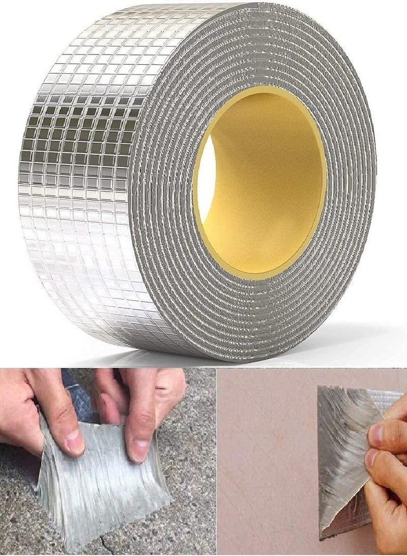 MJZ 1 Roll Leakage Repair Tape for Pipe Leakage Roof Water Tape Leakage Solution Aluminium Foil Tape Waterproof Adhesive Tape Sealing Butyl Rubber Tape Surface Crack, Pipe Rupture Waterproof Tape (5cmx5m) - Image 1