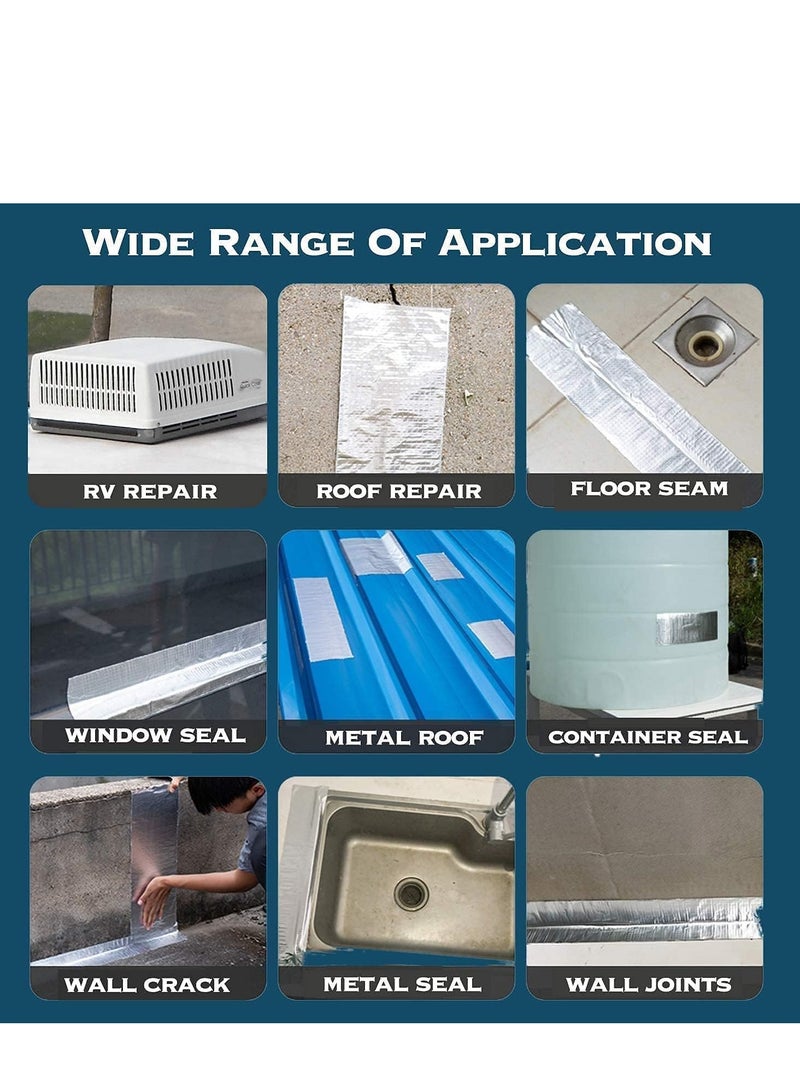 MJZ 1 Roll Leakage Repair Tape for Pipe Leakage Roof Water Tape Leakage Solution Aluminium Foil Tape Waterproof Adhesive Tape Sealing Butyl Rubber Tape Surface Crack, Pipe Rupture Waterproof Tape (5cmx5m) - Image 4