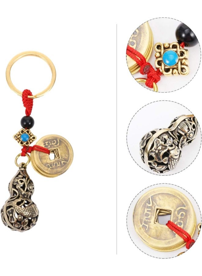 klarako Chinese Gourd Wu Lou Keychains with Feng Shui Coins Ornament Calabash Key Ring Decorations for Safely Wealth Success and Good Luck - Image 4