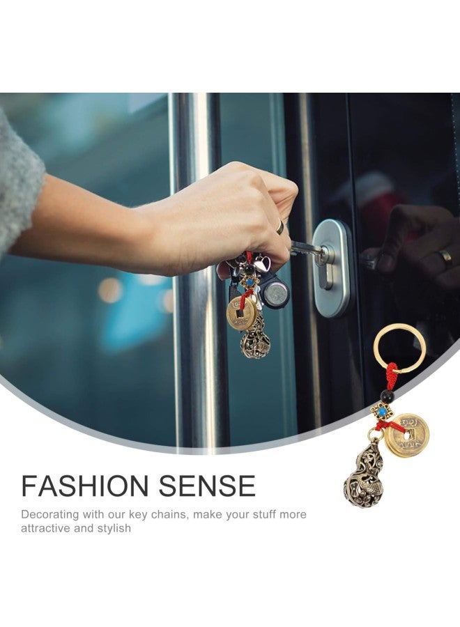 klarako Chinese Gourd Wu Lou Keychains with Feng Shui Coins Ornament Calabash Key Ring Decorations for Safely Wealth Success and Good Luck - Image 2