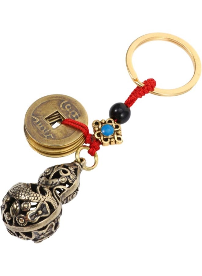 klarako Chinese Gourd Wu Lou Keychains with Feng Shui Coins Ornament Calabash Key Ring Decorations for Safely Wealth Success and Good Luck - Image 1