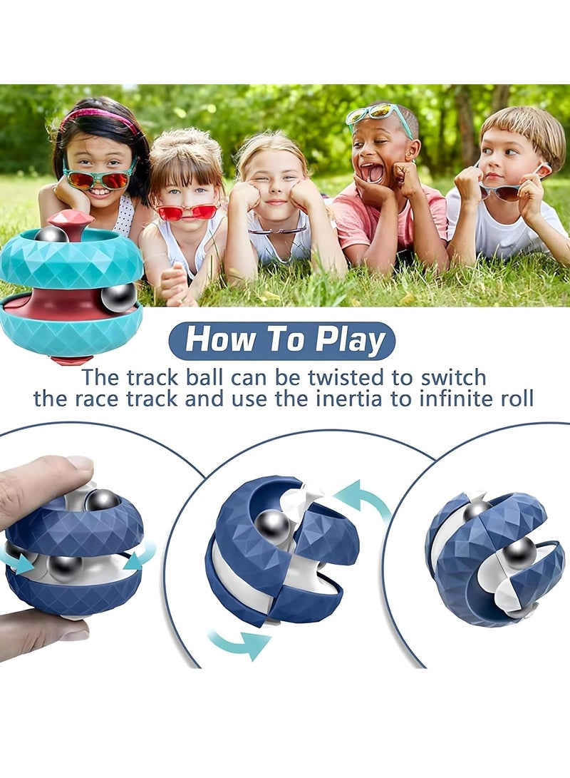 4 PCS Orbit Ball Fidget Toys, Fidget Cubes Top Spinning Hand Toy, as Stress Relief Gifts & Creative Decompression Toys, Novel Gyro Puzzle Games Office Desk Toys for Adults and Kids