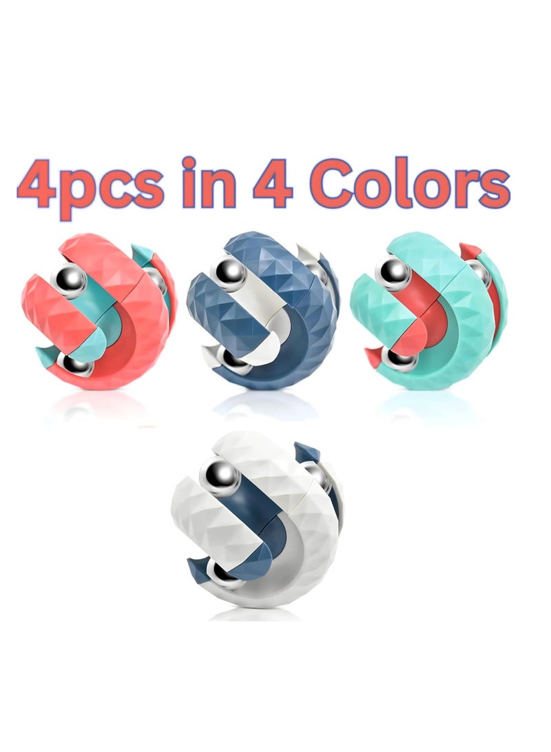 4 PCS Orbit Ball Fidget Toys, Fidget Cubes Top Spinning Hand Toy, as Stress Relief Gifts & Creative Decompression Toys, Novel Gyro Puzzle Games Office Desk Toys for Adults and Kids