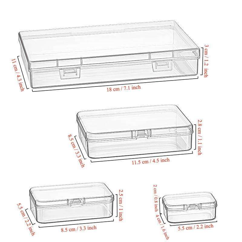 Goodma 24 Pieces Mixed Sizes Rectangular Empty Mini Clear Plastic Organizer Storage Box Containers with Hinged Lids for Small Items and Other Craft Projects - Image 2